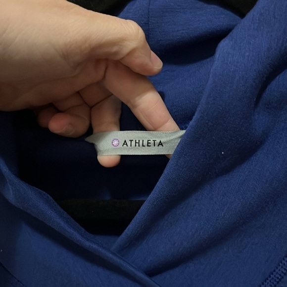 Athleta Lapis Blue Shawl Collar Fleece Sweatshirt Size S - Picture 3 of 4